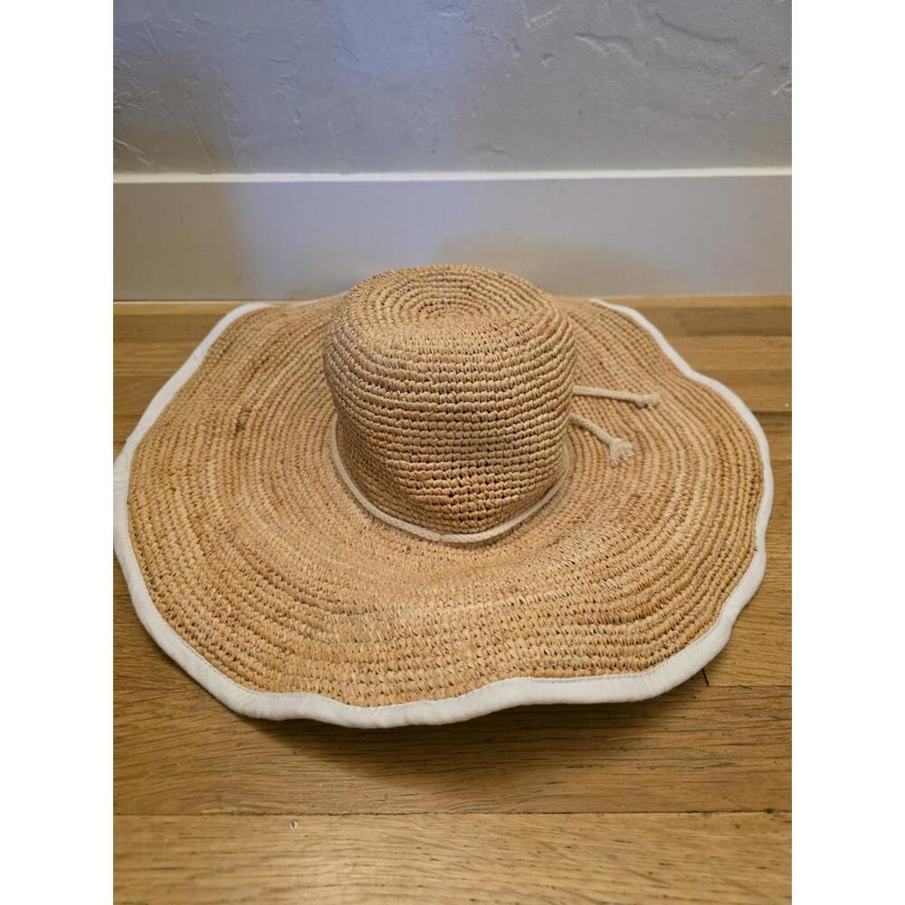 $215 Marisol Wide - Crochet Raffia/Cotton Canvas Hat